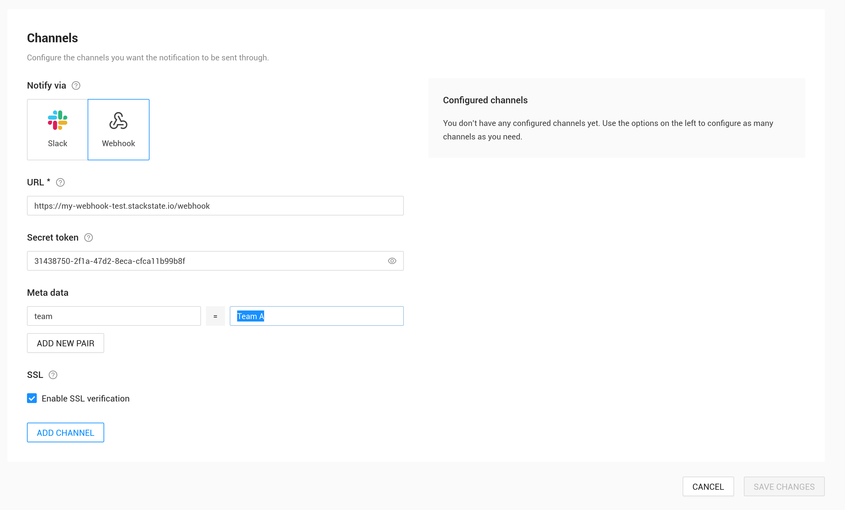 Configura un webhook